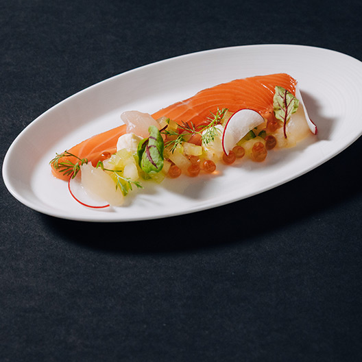 Saumon royal fumé au wasabi et pommes confites image